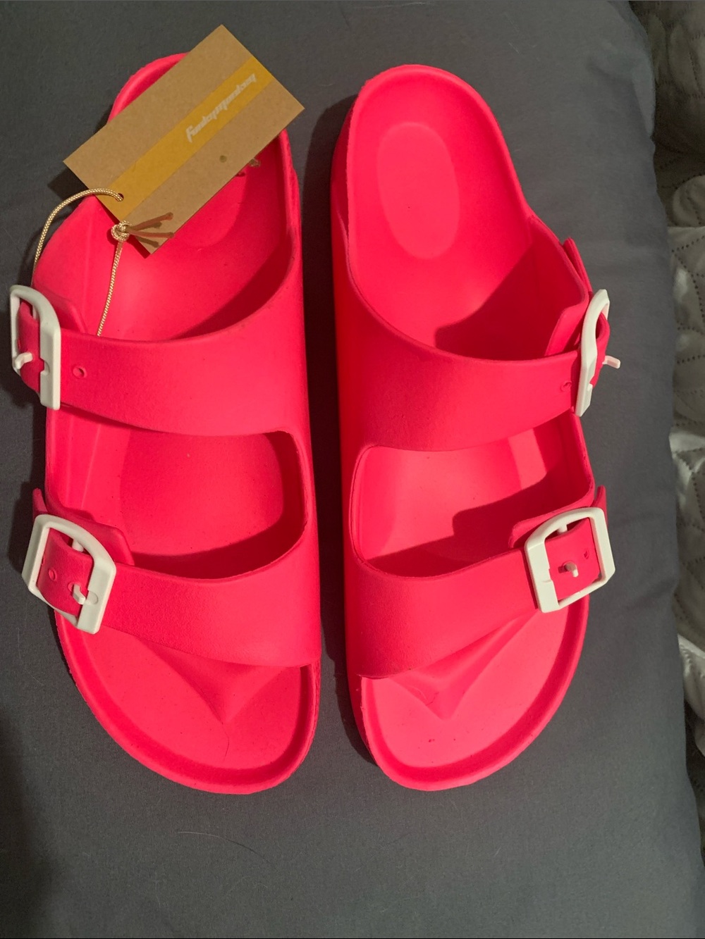 Women’s Double-Buckle Slide Sandals - Hot Pink